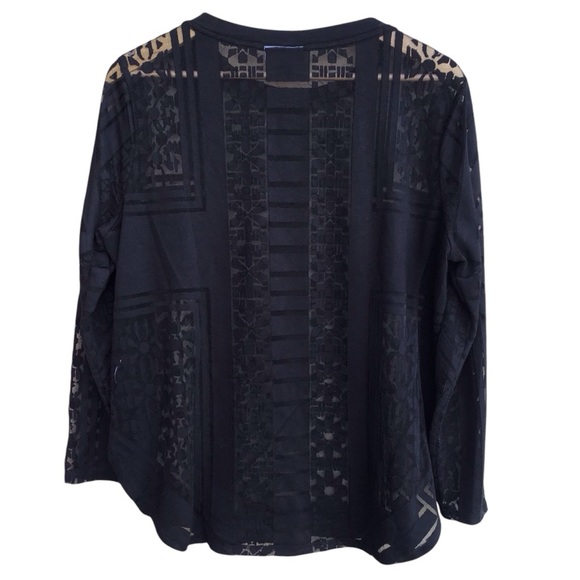 Bar 111 Black Semi Sheer Burnout Long Sleeve Top Size XL - Picture 6 of 6